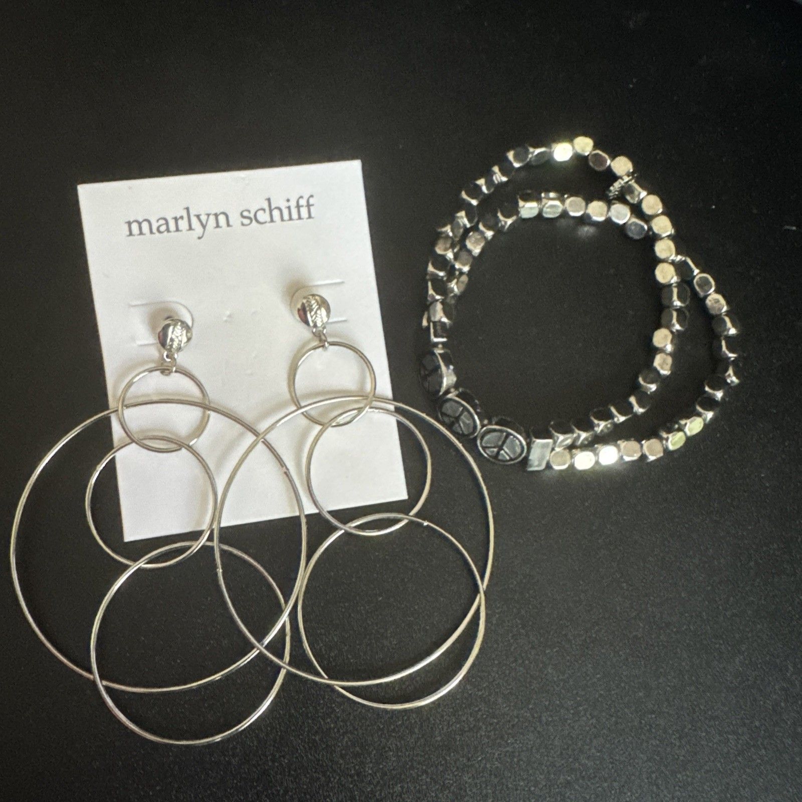 Marlyn Schiff Stud Dangle Earrings Bracelet Womens Silver Colored Bundle 18$